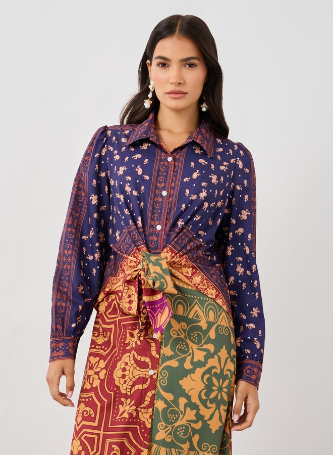 Take Two All-Over Print Buttoned Front Midi Dress - Image 3