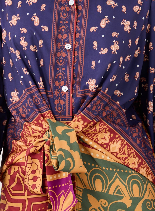 Take Two All-Over Print Buttoned Front Midi Dress - Image 4