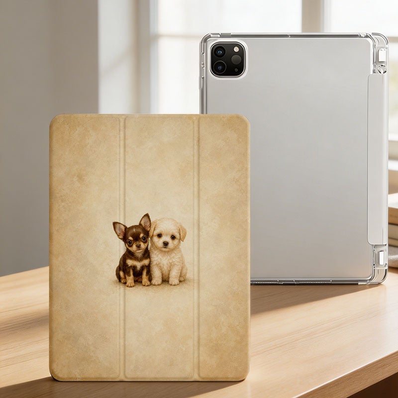 Tablet Case for iPad, Tiny Dog Pair, iPad Shockproof Case for Mini Air Pro 4 5 6 7 8 9 10 11 12, Suitable for 7.9 8.3 9.7 10.2 10.5 10.9 11 12.9 13 inch Slim Shockproof Protective Clear with Stand - Image 3