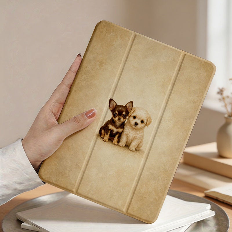 Tablet Case for iPad, Tiny Dog Pair, iPad Shockproof Case for Mini Air Pro 4 5 6 7 8 9 10 11 12, Suitable for 7.9 8.3 9.7 10.2 10.5 10.9 11 12.9 13 inch Slim Shockproof Protective Clear with Stand - Image 4