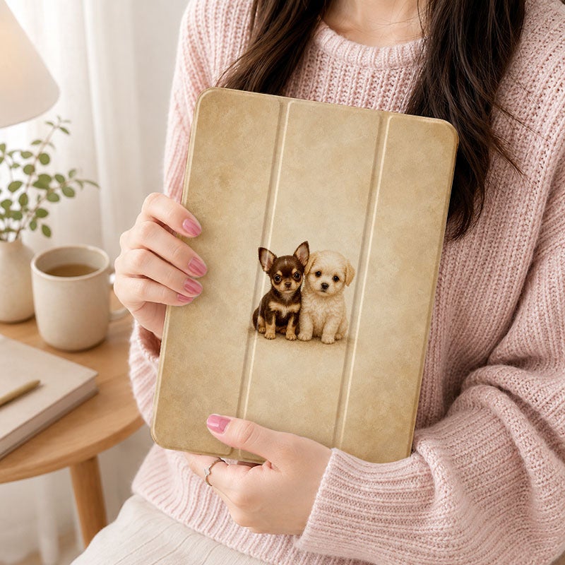 Tablet Case for iPad, Tiny Dog Pair, iPad Shockproof Case for Mini Air Pro 4 5 6 7 8 9 10 11 12, Suitable for 7.9 8.3 9.7 10.2 10.5 10.9 11 12.9 13 inch Slim Shockproof Protective Clear with Stand - Image 5