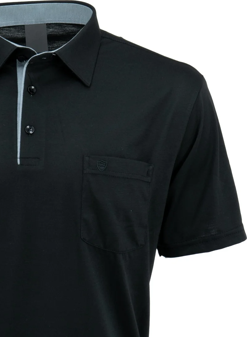 Oppland Men's Shirt Collar Pocket Short Sleeve Normal Cut Full Pattern Premium Cotton Fabric T-Shirt