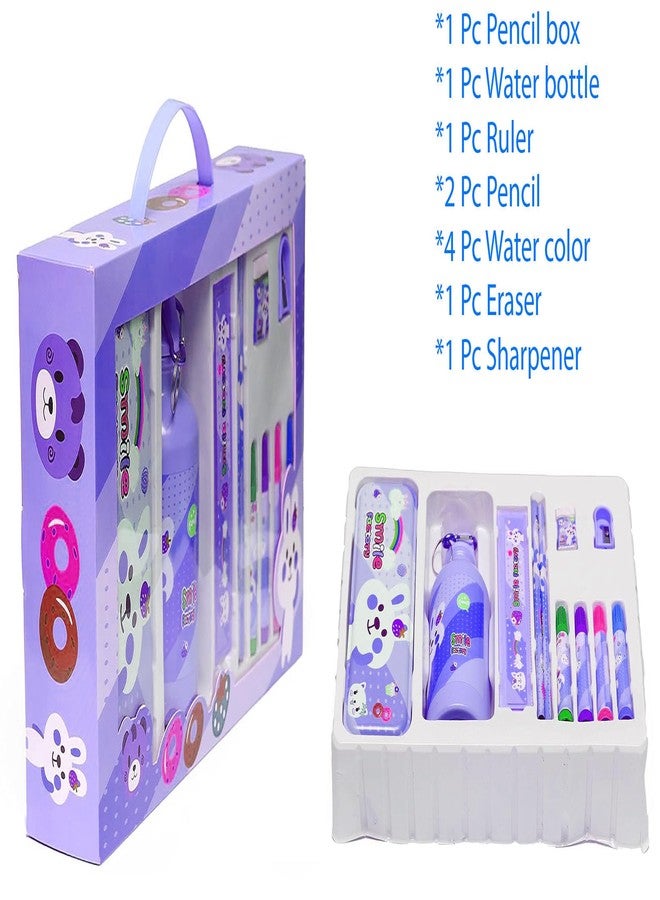 جي جيه شوب مجموعة هدايا أدوات مكتبية متنوعة للأطفال من جي جي شوب، تتضمن: زجاجة ماء، علبة أقلام رصاص، قلمان رصاص، ممحاة، مسطرة، مبراة، وأربعة أقلام تلوين (أزرق). - Image 2