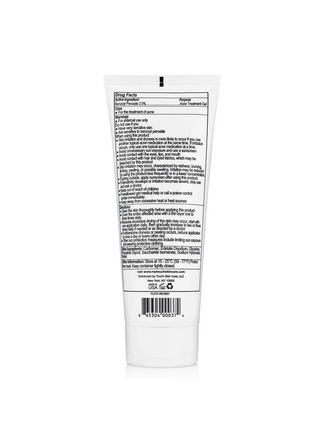 Touch - Benzoyl Peroxide 2.5% Gel Cream For Acne Pimples And Cystic Acne Spot & Daily Face And Back Medication For Adults & Teens Goes On Clear Lightweight & Nondrying Large 8 Oz. - Image 1