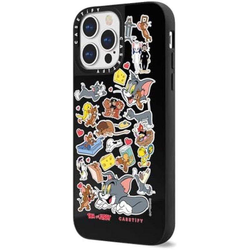 Casetify Mirror Case for iPhone 13 Pro 【Tom and Jerry Colab/Reflective / 4.9ft Drop Protection/Compatible with Magsafe】 - Family Sticker - Black on Black - Image 5