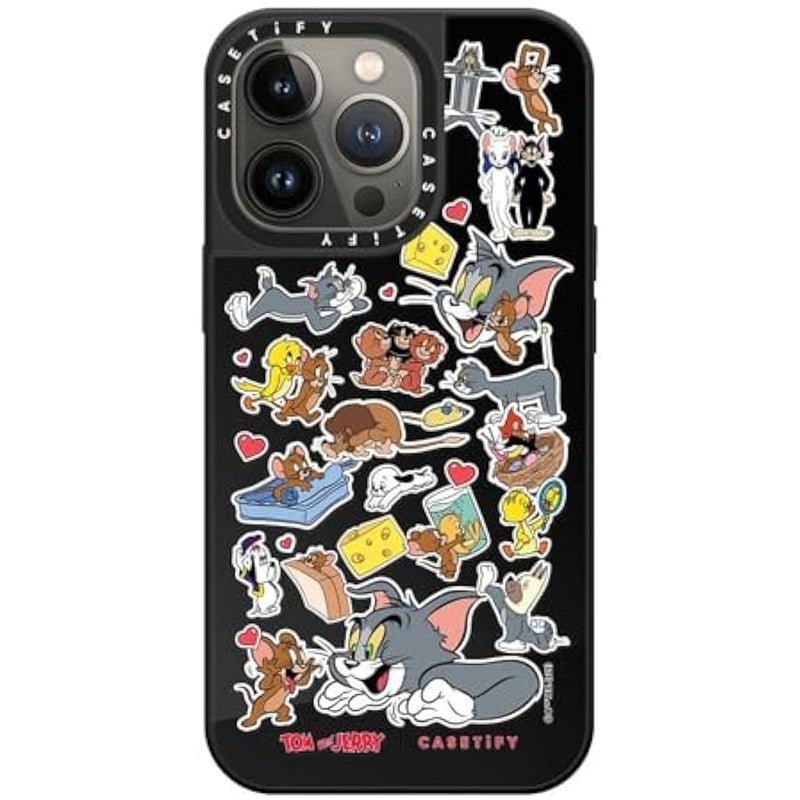 Casetify Mirror Case for iPhone 13 Pro 【Tom and Jerry Colab/Reflective / 4.9ft Drop Protection/Compatible with Magsafe】 - Family Sticker - Black on Black - Image 3