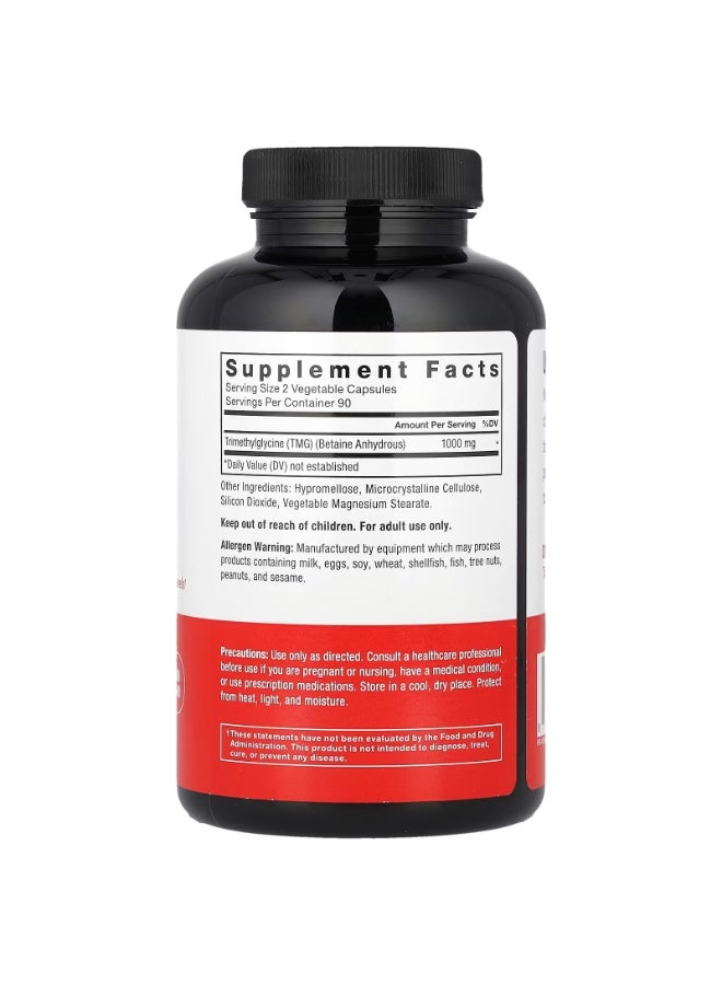 Force Factor TMG Betaine, 180 Vegetable Capsules (500 mg per Capsule) - Image 2