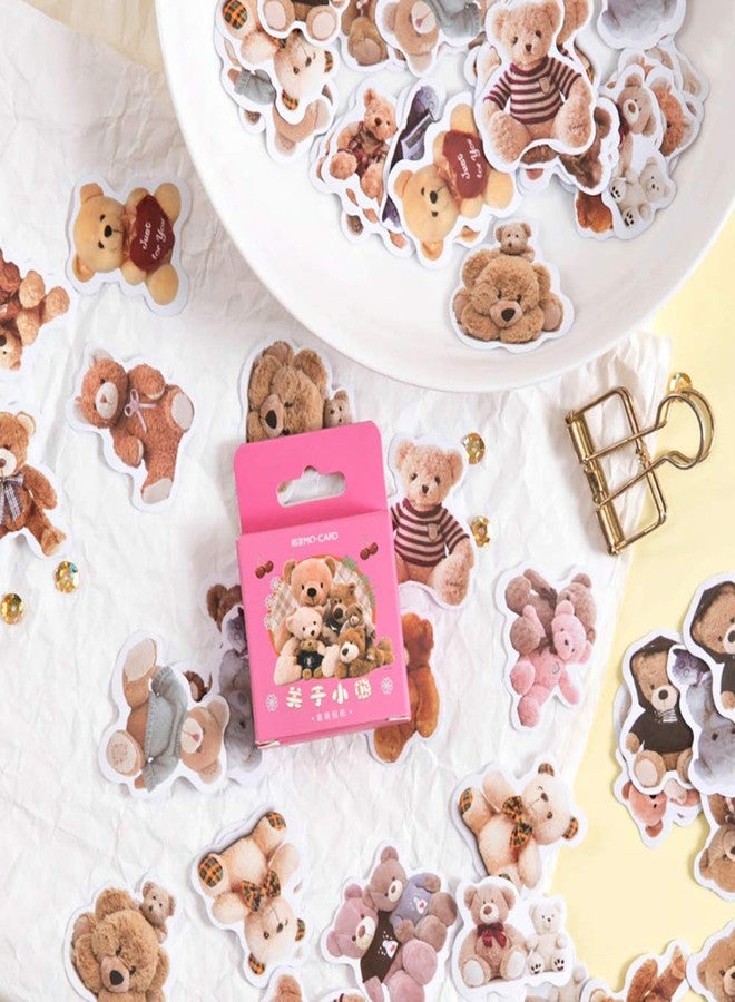 Doraking 46PCS Cute Boxed DIY Decoration Mini Size Bear Theme Adhesive Paper Stickers for Laptop Planners Scrapbook Cups Diary Notebooks Album Phone Case (Toy Bear) - Image 5