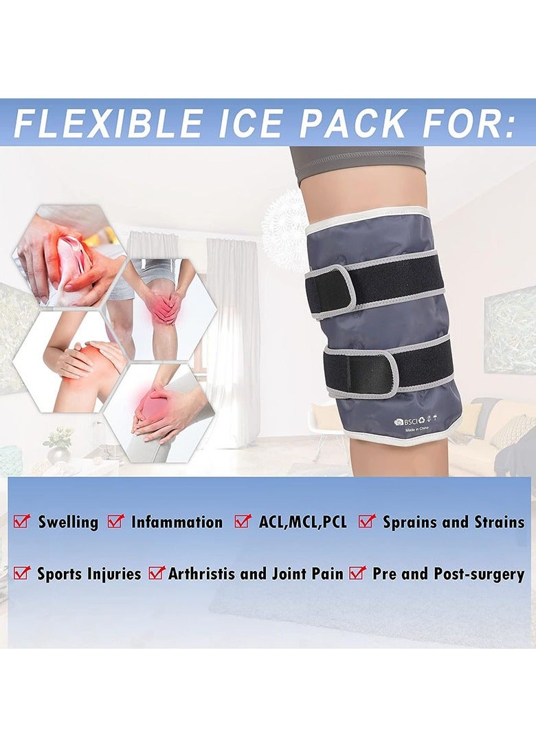 Knee Ice Pack for Injuries Reusable Gel Ice Wrap for Leg, Knee Replacement Surgery, Cold Pack Knee Wrap with Cold Compression, for Knee Pain Relief Injuries Swelling Bruises and Replacement Surgery - Image 3