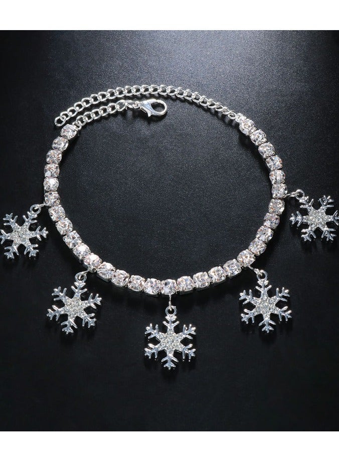 Mark Fairwhale Fashionable Full Diamond Heart-Shaped Simple Ankle Chain