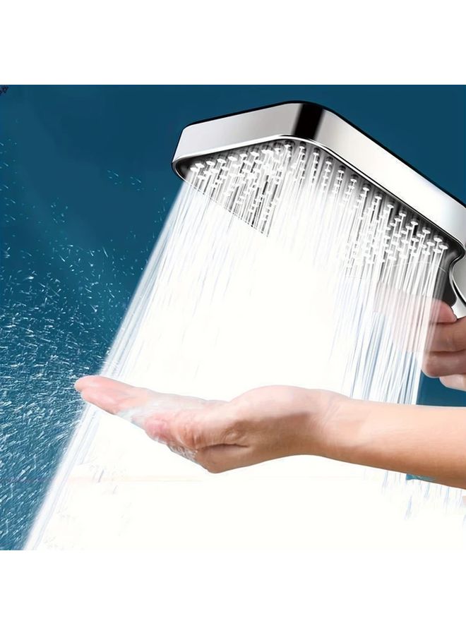 Black Adjustable Pressure Handheld Shower Head Large Panel Modern Finish - Image 1