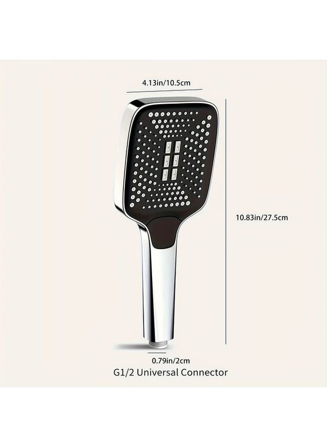 Black Adjustable Pressure Handheld Shower Head Large Panel Modern Finish - Image 4