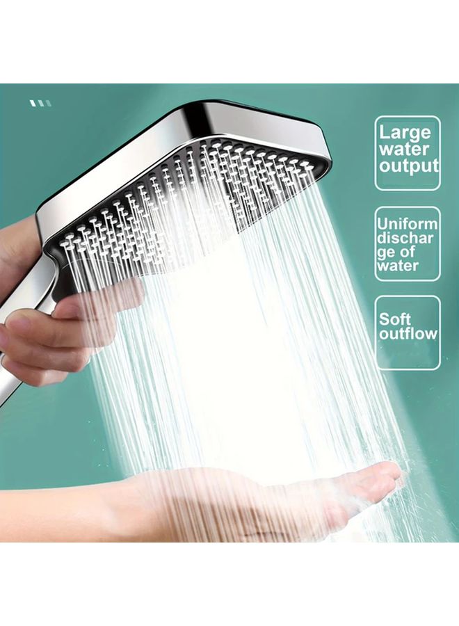 Black Adjustable Pressure Handheld Shower Head Large Panel Modern Finish - Image 2