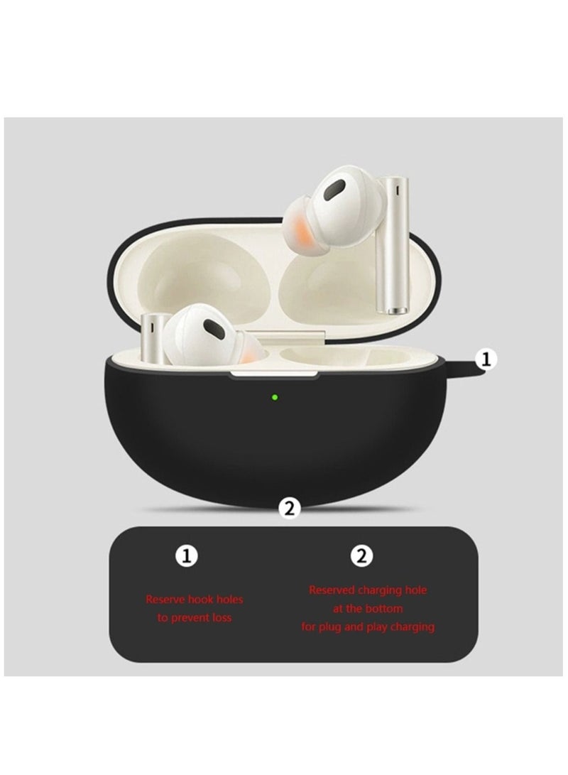 مناسبة ل RealMe Buds Air5 برو الهاتف الخليوي حالة صدمة واقية من هلام السيليكا سماعة القضية الصلبة اللون سماعة القضية التبعي Buds Air 5 برو الهاتف الخليوي القضية ( أسود ) - Image 2