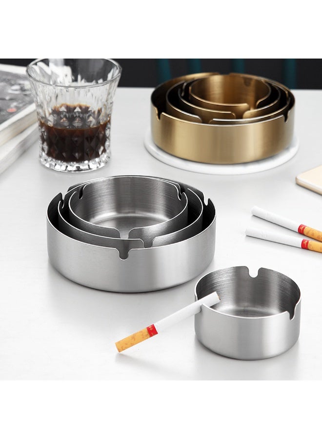 Durable Stainless Steel Ashtray for Outdoor Patio Waterproof Anti-fall Ashtrays with 3 Cigarettes Holder Hole For Smoker Indoor Office Desk Decor Ash Holder Organizar - Image 3