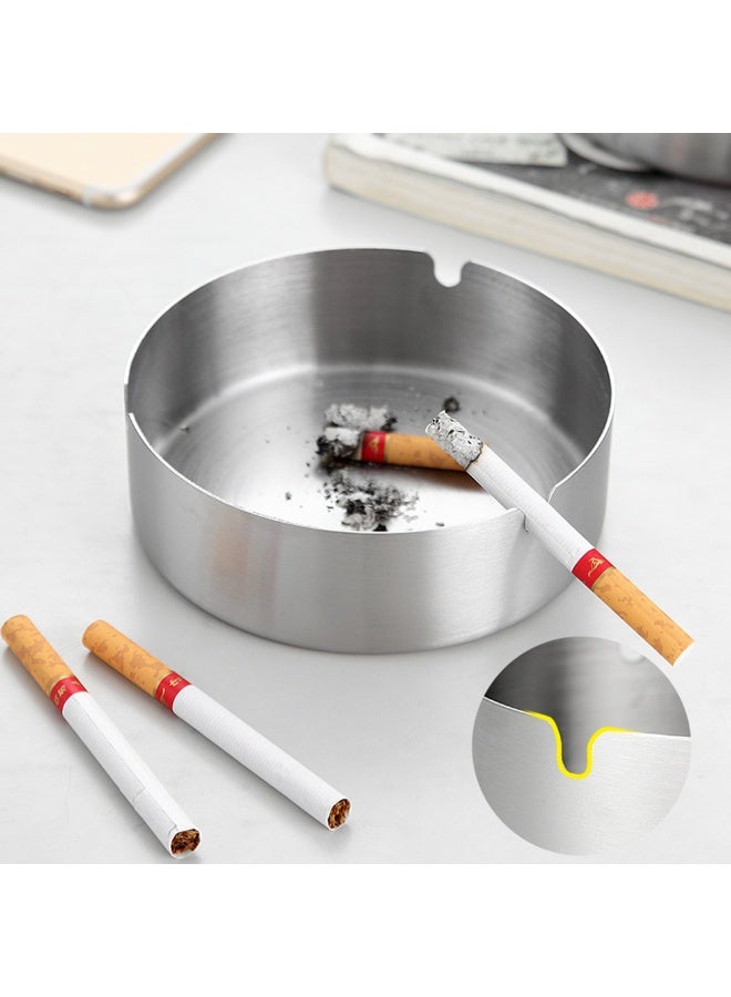 Durable Stainless Steel Ashtray for Outdoor Patio Waterproof Anti-fall Ashtrays with 3 Cigarettes Holder Hole For Smoker Indoor Office Desk Decor Ash Holder Organizar - Image 2