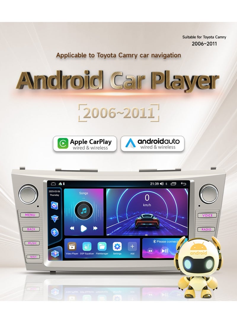 TUNKE Android 13.0 Double Din Car Stereo Radio Player for Toyota Camry 2006-2011 9 Inch HD Touch Screen Audio Receiver with GPS Navigation Bluetooth Head Unit Supports Backup Camera 2GB (RAM)+32GB (ROM) - Image 2