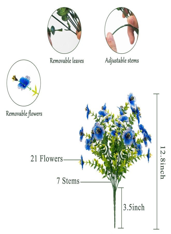 BCBLF Artificial Flowers for Outdoors UV Resistant, 12 Bundles Realistic Silk Flower Faux Fake Plants for Porch Patio Yard Planters, Spring Summer Home Garden Decor, Blue - Image 2