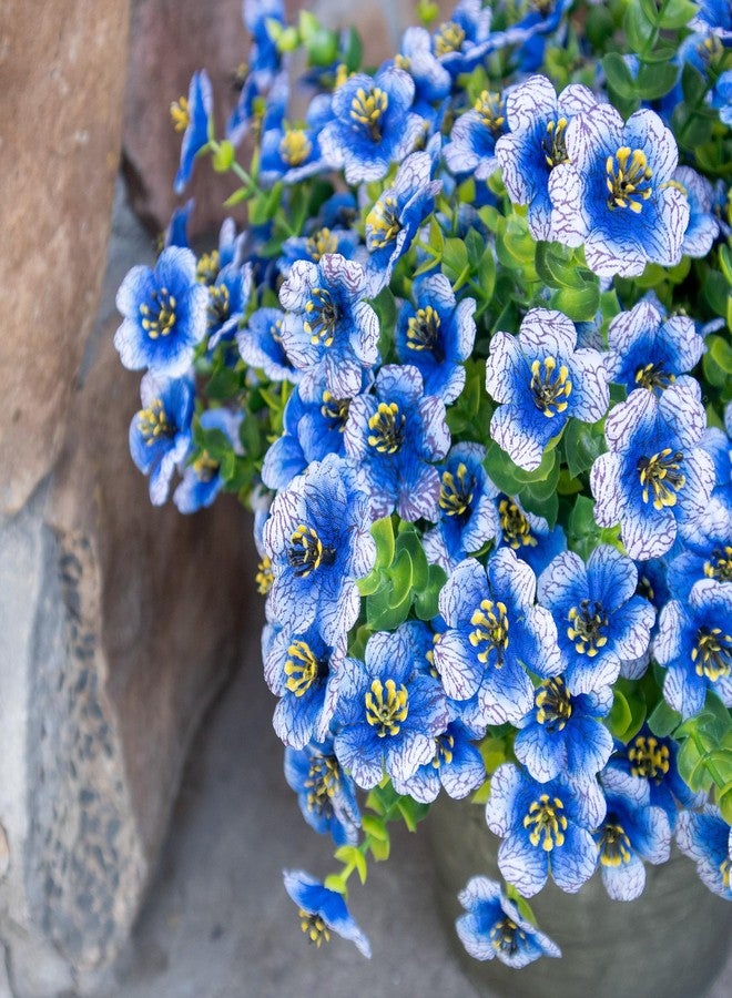 BCBLF Artificial Flowers for Outdoors UV Resistant, 12 Bundles Realistic Silk Flower Faux Fake Plants for Porch Patio Yard Planters, Spring Summer Home Garden Decor, Blue - Image 3