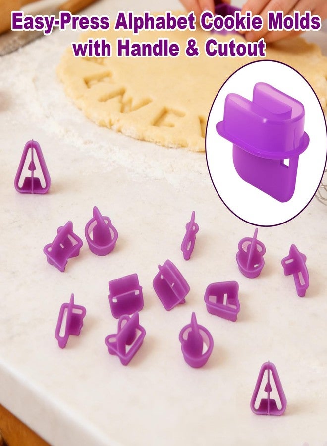 HUAFA Fondant Letter Cutters, 40 Pcs Letter Cookie Cutters, Alphabet Cookie Cutters, Number Cookie Cutters, Stamp Tool Set Letter Cookie Cutters Tools for Sugarcraft, Gumpaste, Birthday Party(Small) - Image 3