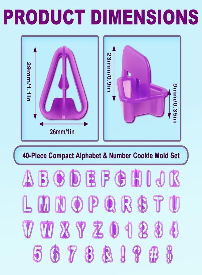 HUAFA Fondant Letter Cutters, 40 Pcs Letter Cookie Cutters, Alphabet Cookie Cutters, Number Cookie Cutters, Stamp Tool Set Letter Cookie Cutters Tools for Sugarcraft, Gumpaste, Birthday Party(Small) - Image 2