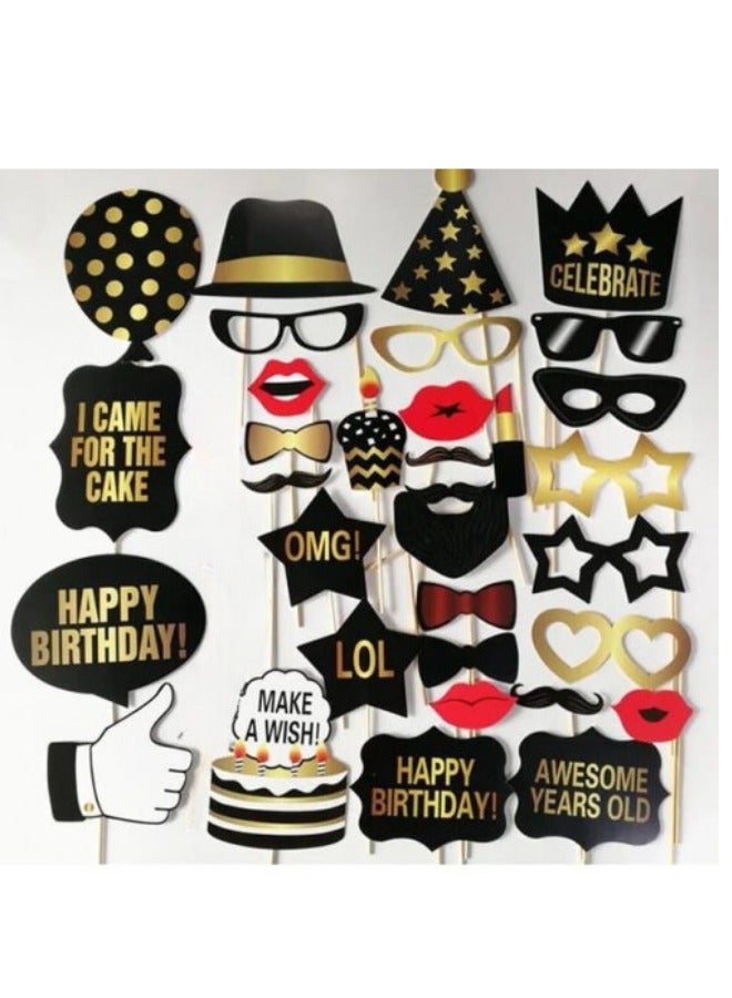 DecoLoral DECOR ME Birthday Photo Booth Props, 31 PCS