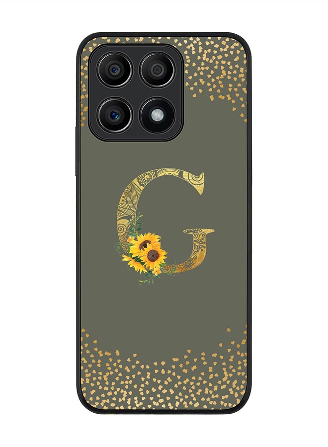 Stylizedd Rugged Black edge case for Honor X8A 4G Slim fit Soft Case Flexible Rubber Edges Anti Drop TPU Gel Thin Cover - Custom Monogram Letter Floral Pattern Alphabet - G (Olive Green) - Image 1