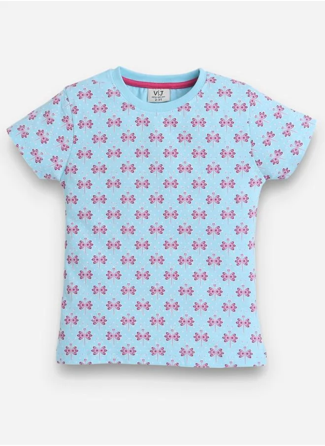 victor and jane All-Over Printed Cotton T-Shirt and Pyjama Set