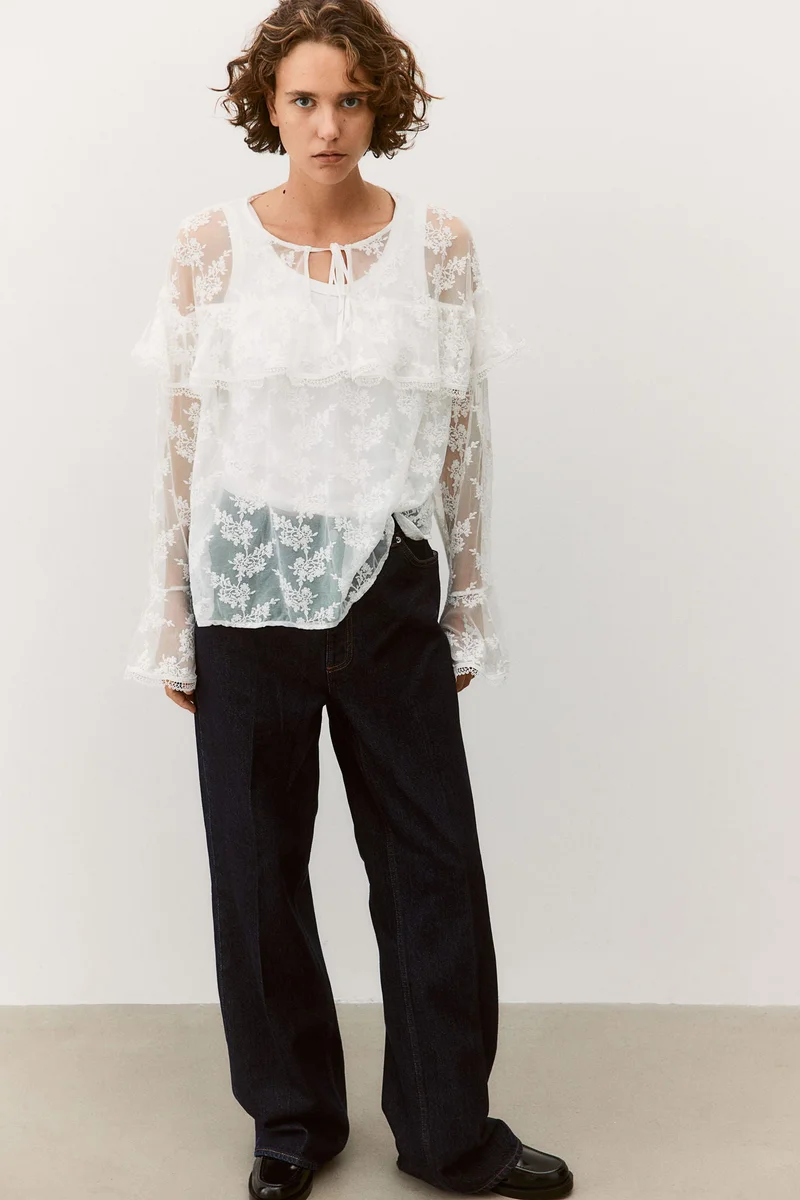 H&M Flounced Lace Blouse