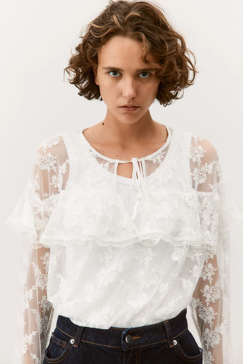 H&M Flounced Lace Blouse