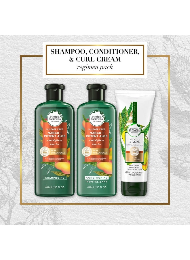 Herbal Essences - Bio:Renew Sulfate Free Shampoo Conditioner And Curl Cream Set Includes Mango + Potent Aloe 13.5 Fl Oz Each & Curl Cream 6.8 Fl Oz Complete Hair Care For Defined Curls - Image 1