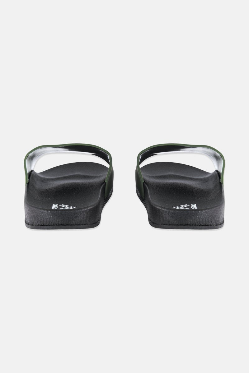 RBX Men Brand Logo Slip On Slides, Dark Green  - Image 3