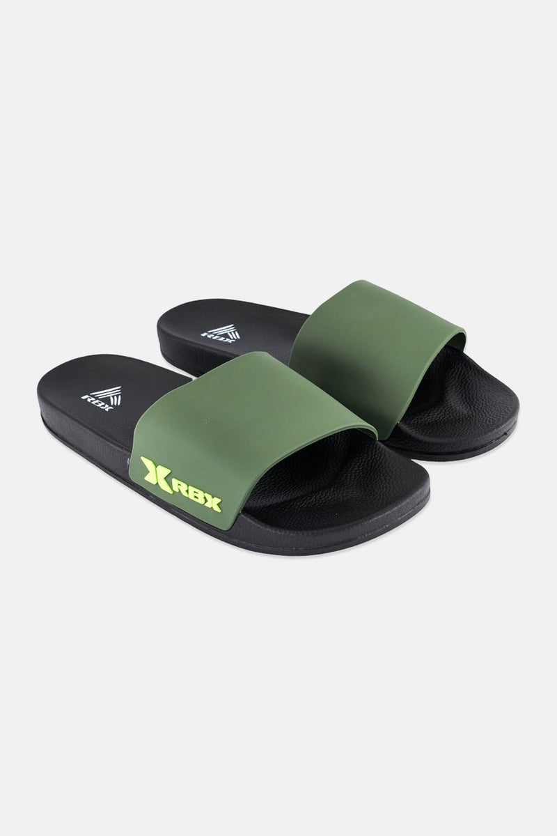 RBX Men Brand Logo Slip On Slides, Dark Green  - Image 1