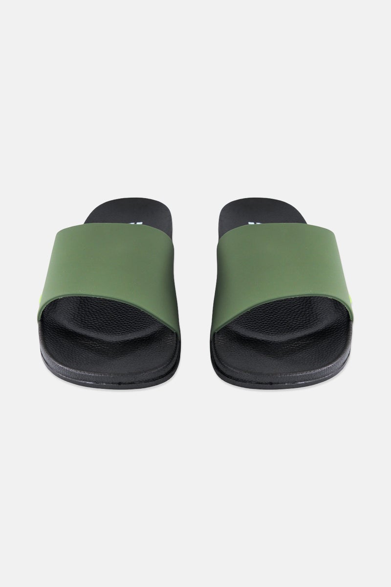 RBX Men Brand Logo Slip On Slides, Dark Green  - Image 4
