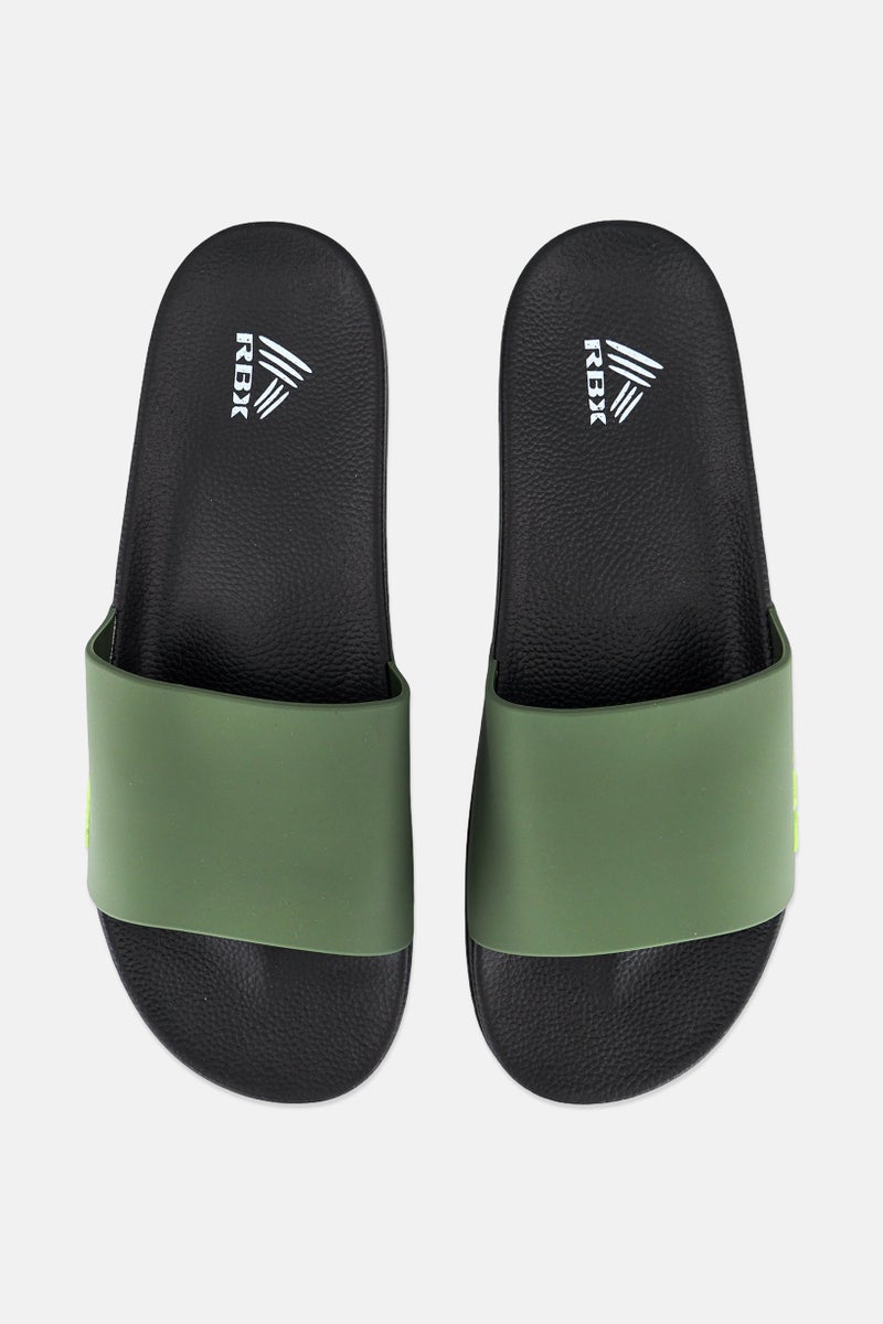 RBX Men Brand Logo Slip On Slides, Dark Green  - Image 2