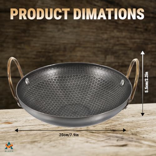 Alark Kadai Big Pot Non Stick Dry Honeycomb Hot Pot Golden Handle Deep Frying with Strong Kadai Rice Round Bottom and Hot Pot Cooking Seafood Induction Frying Wok Pan Kitchen Cookware [28 x26 x12CM] - Image 2
