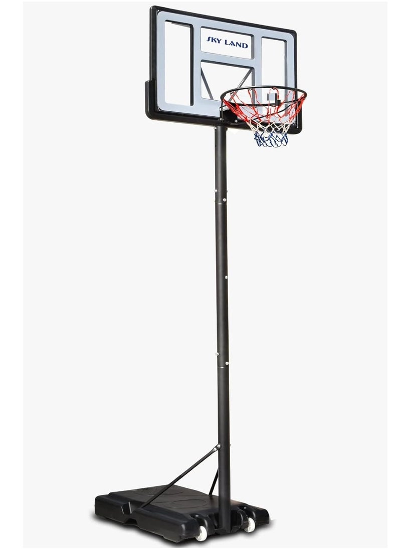 Sky Land Portable Basketball Hoop & Stand Set With Wheels | Pro Court Height Adjustable 8-10 ft, 44" Backboard For Adults & Kids, Outdoor/Indoor Basketball Stand  - Image 1