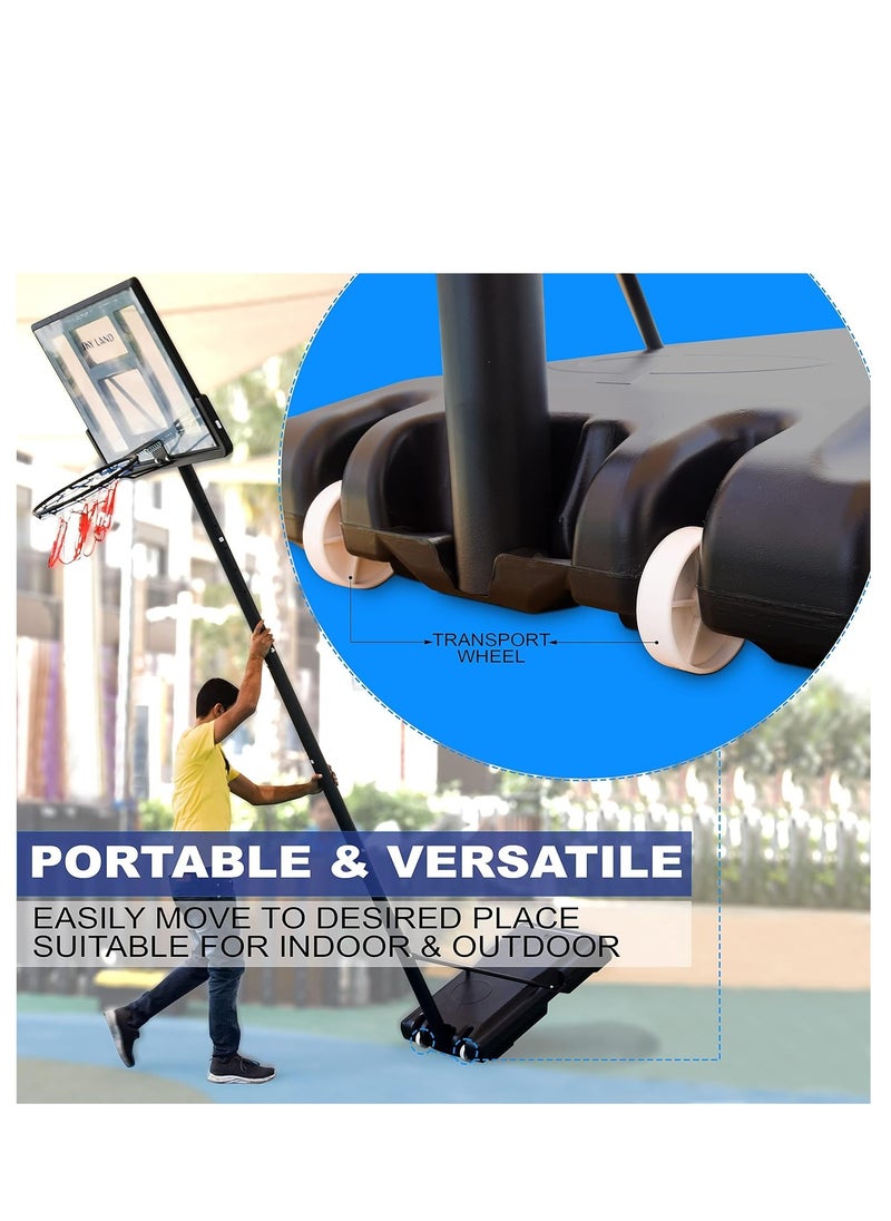 Sky Land Portable Basketball Hoop & Stand Set With Wheels | Pro Court Height Adjustable 8-10 ft, 44" Backboard For Adults & Kids, Outdoor/Indoor Basketball Stand  - Image 4
