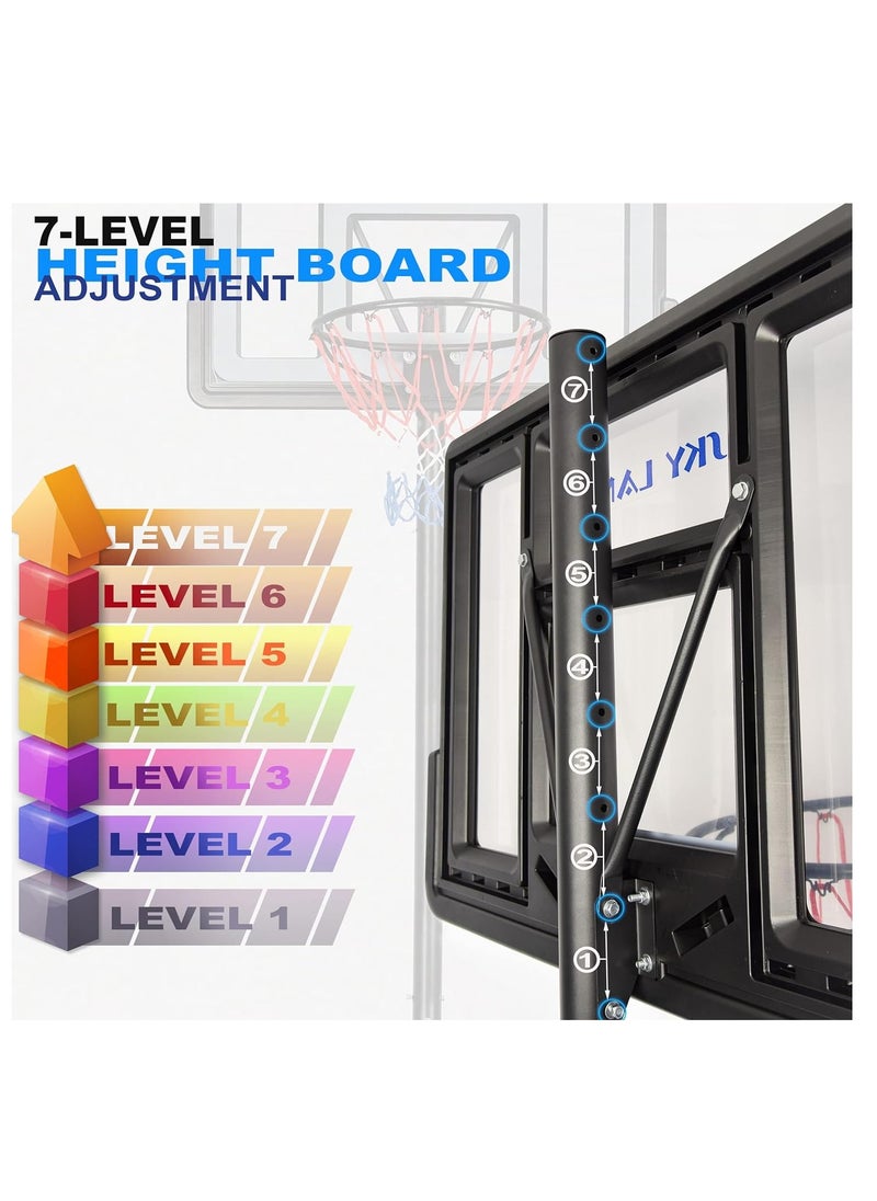 Sky Land Portable Basketball Hoop & Stand Set With Wheels | Pro Court Height Adjustable 8-10 ft, 44" Backboard For Adults & Kids, Outdoor/Indoor Basketball Stand  - Image 5