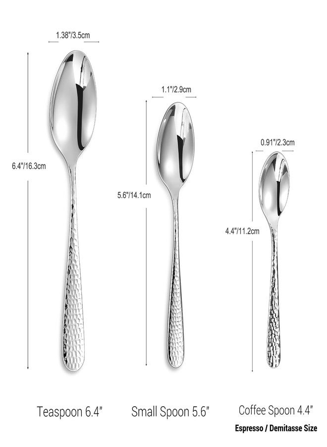 KEAWELL Premium 4-Piece Louise Hammered Spoons Set, 18/10 Stainless Steel, Set of 4, Fine Spoon Set with Round Edge, Dishwasher Safe (6.4" Teaspoons) - Image 4