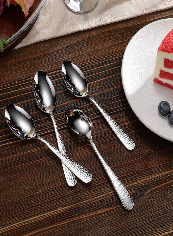 KEAWELL Premium 4-Piece Louise Hammered Spoons Set, 18/10 Stainless Steel, Set of 4, Fine Spoon Set with Round Edge, Dishwasher Safe (6.4" Teaspoons) - Image 2