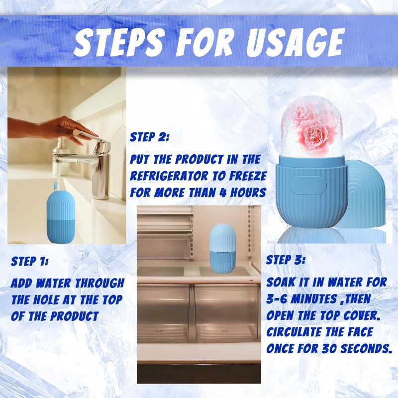 Joyeee Ice Face roller, Reusable Silicone Mold Face Massage Eye Facial Beauty Skin Care Tools Apply Ice for Shrink Pores Anti Wrinkle Reduce Puffiness Improve Skin Elasticity, Striped - Image 3