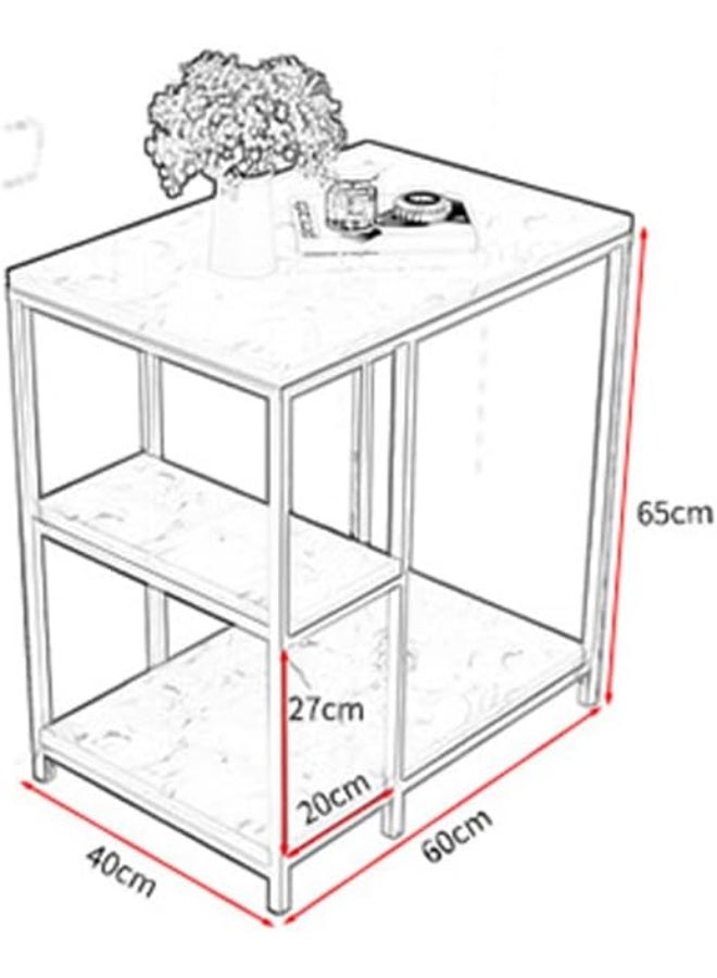 YINZUO Natural White Marble Sofa Side Table, Modern Bedside Coffee Table with Welded Black and Gold Metal Frame, No Assembly Required (Matt Gold, Design 6) - Image 2