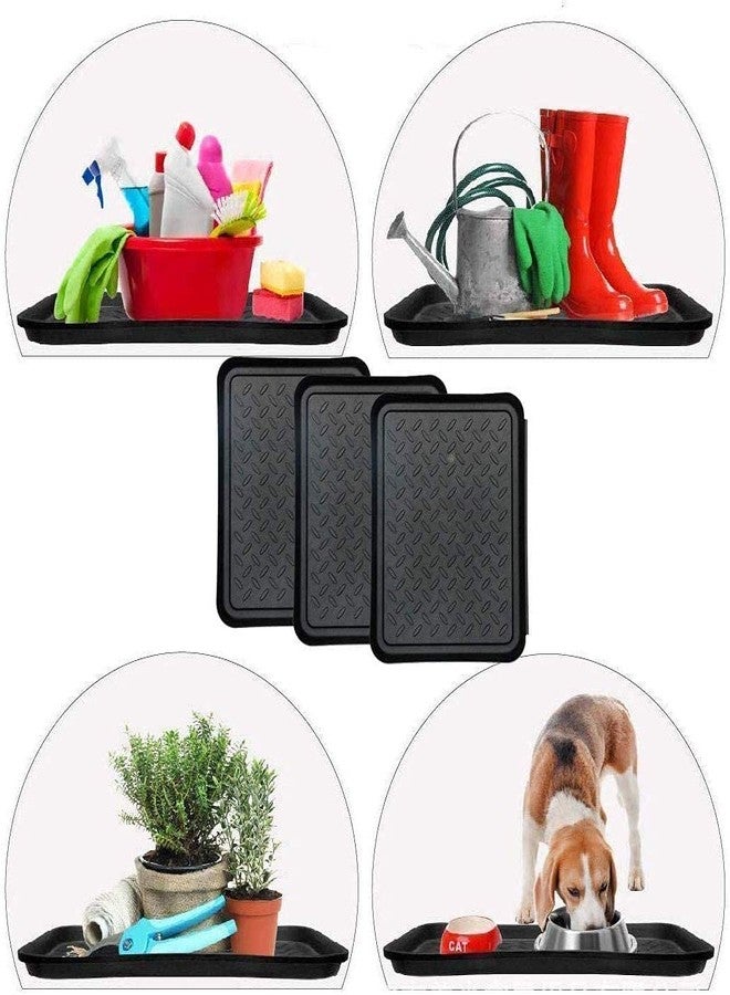 X-AT 3PCS Boot Tray,Shoe Mat,Multi-Purpose Garden Tool Tray,Pet Food Mat,Waterproof for Indoor and Outdoor (Black, 14 x 11 Inch) - Image 2