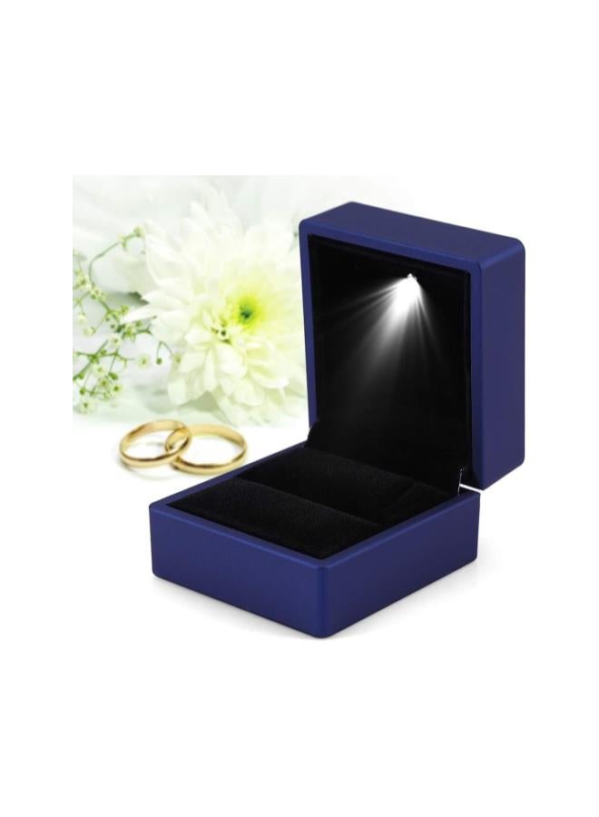 Jewelry Gift Box,Engagement Rings Box Led Engagement Ring Box, Premium Jewelry Case For Jewelry, Ring, Pendant, Earings, Pin, Brooch, Gift Case for Engagement Weddings Birthday Anniversary (Blue)  - Image 3