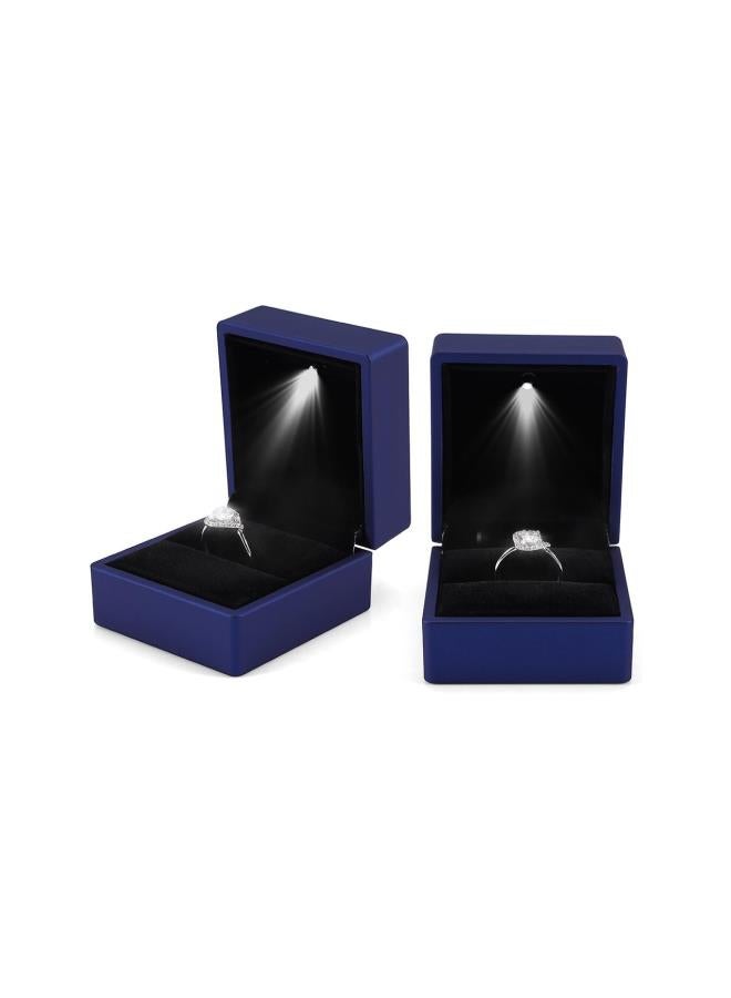 Jewelry Gift Box,Engagement Rings Box Led Engagement Ring Box, Premium Jewelry Case For Jewelry, Ring, Pendant, Earings, Pin, Brooch, Gift Case for Engagement Weddings Birthday Anniversary (Blue)  - Image 5