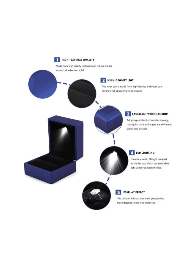 Jewelry Gift Box,Engagement Rings Box Led Engagement Ring Box, Premium Jewelry Case For Jewelry, Ring, Pendant, Earings, Pin, Brooch, Gift Case for Engagement Weddings Birthday Anniversary (Blue)  - Image 2
