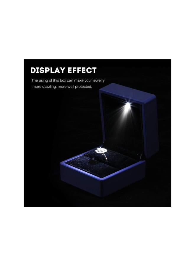 Jewelry Gift Box,Engagement Rings Box Led Engagement Ring Box, Premium Jewelry Case For Jewelry, Ring, Pendant, Earings, Pin, Brooch, Gift Case for Engagement Weddings Birthday Anniversary (Blue)  - Image 1