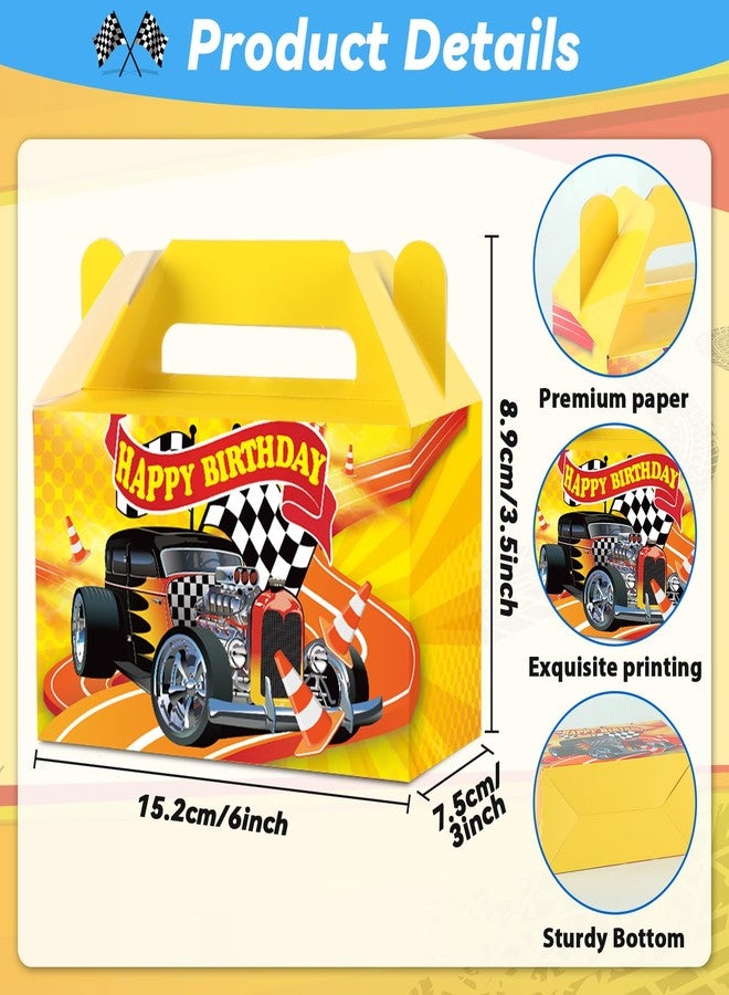 MinFyberd 24Pcs Hot Car Happy Birthday Party Decoration Race Car Party Treat Boxes Supplies Wheels Wild Goodie Gift Boxes Racing Theme Checkered Flag Decors for Kids Boys Birthday Baby Shower Game Favors - Image 3
