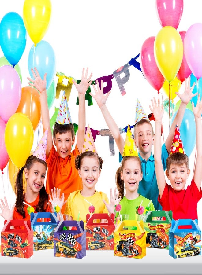 MinFyberd 24Pcs Hot Car Happy Birthday Party Decoration Race Car Party Treat Boxes Supplies Wheels Wild Goodie Gift Boxes Racing Theme Checkered Flag Decors for Kids Boys Birthday Baby Shower Game Favors - Image 5